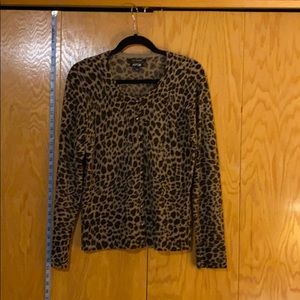 Apt 9 Cashmere Leopard Print Cardigan Sweater